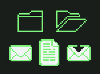 retro pixel art document and mail icons y2k set vector image