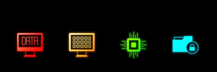 set data analysis binary code processor cpu vector image