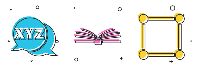 set xyz coordinate system open book and geometric vector image