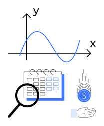 data analysis with graph calendar and savings vector image