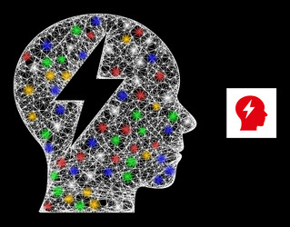 net web mesh brainstorm icon with colorful glare vector image
