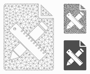 Pencil and ruler page mesh network model vector