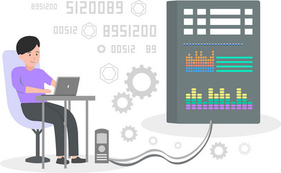 Programmer Working with Server vector image
