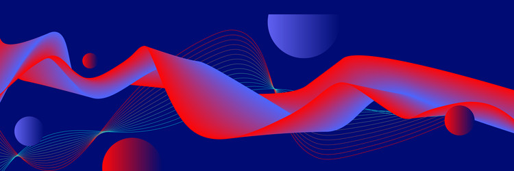 red wavy line with gradient circles on a dark vector image