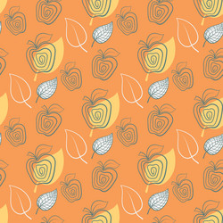 seamless pattern with appleappleyeelowleaf vector image