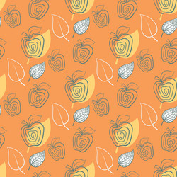 Seamless pattern with appleappleyeelowleaf vector