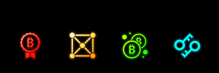 set bitcoin blockchain technology vector image