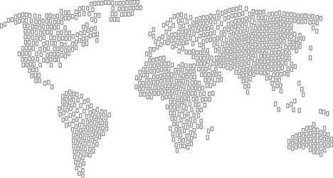 world map pattern of contour rectangle icons vector image