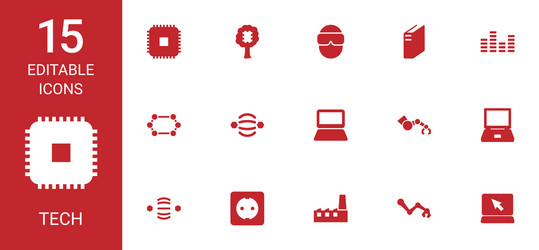 15 tech icons vector