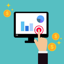 business hand click on computer screen vector image
