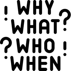 Questions why what who when icon outline vector