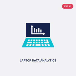 Two color laptop data analytics graphic on screen vector