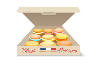 macarons in open cardboard package Vector Image