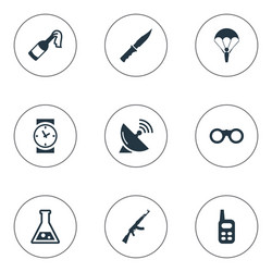 set of 9 simple army icons can be found vector image