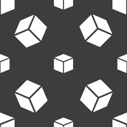 3d cube icon sign seamless pattern on a gray vector image
