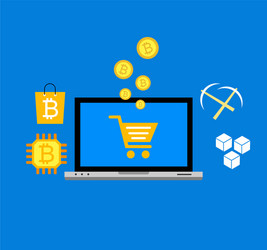 blockchain scheme mining crypto currency server vector image