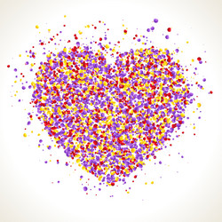 Heart shape with dots inside confetti background vector