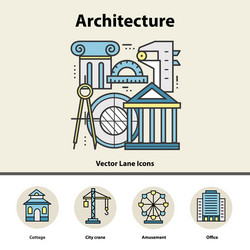 Modern color thin line concept of architecture vector