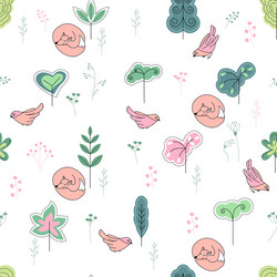 Seamless pretty pattern with stylized treesfoxes vector