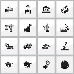 set of 16 editable construction icons includes vector image