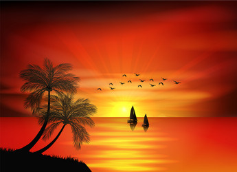 Sunset background on beach Royalty Free Vector Image