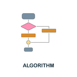 algorithm flat icon colored sign from machine vector image