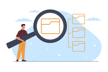 searching information in database man hold vector image