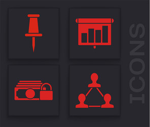 Set project team base push pin presentation vector