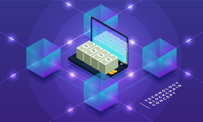 flat design concept blockchain and cryptocurrency vector image