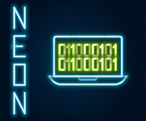 glowing neon line binary code icon isolated vector image