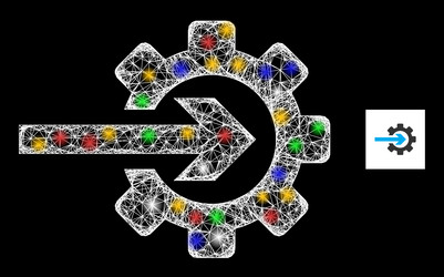network web mesh integration gear icon vector image