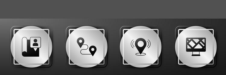 set folded map with location marker route vector image
