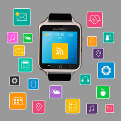 smart watch device display with app icons vector image