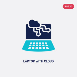 two color laptop with cloud data icon from vector image