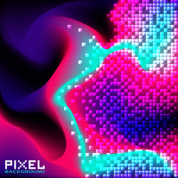 Digital waves in neon colors with sequins effect vector