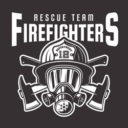 Firefighter Emblem - Axes & Helmet Vector Image