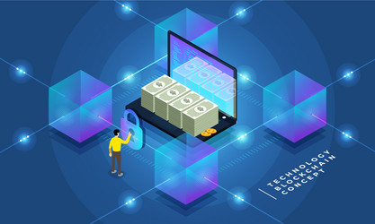 Flat design concept blockchain and cryptocurrency vector