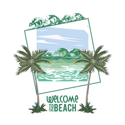 Welcome to beach summer card vector