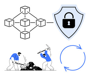 blockchain network with mining process vector image