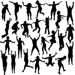 Children Jumping Silhouettes Vector Image