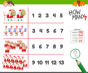 Counting task with santa claus characters vector