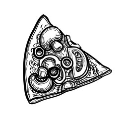 ink sketch pizza vector