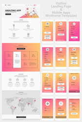 one page website and mobile apps wireframe kit vector image