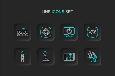 Set line game dice portable video console vector