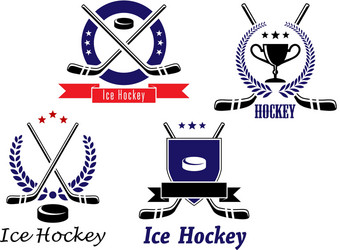 Set of ice hockey emblems vector