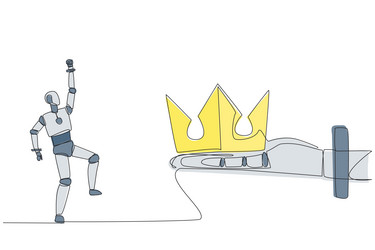single continuous line drawing robot happy to get vector image
