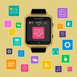 smart watch device display with app icons vector