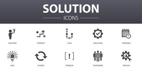 Solution simple concept icons set contains vector