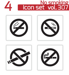 black no smoking icons set vector