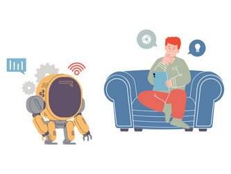 chatbot customer service talk bot robot artificial vector image